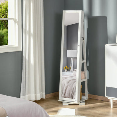 Jewellery Cabinet With Full Length Mirror, White Homcom
