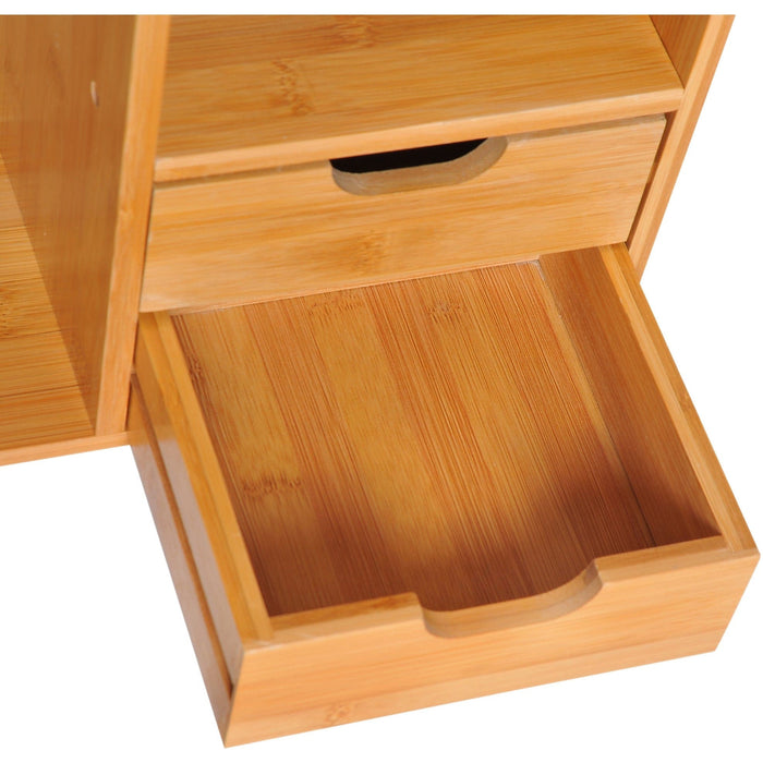 Bamboo Desktop Bookshelf Desk Organiser with 2 Drawers