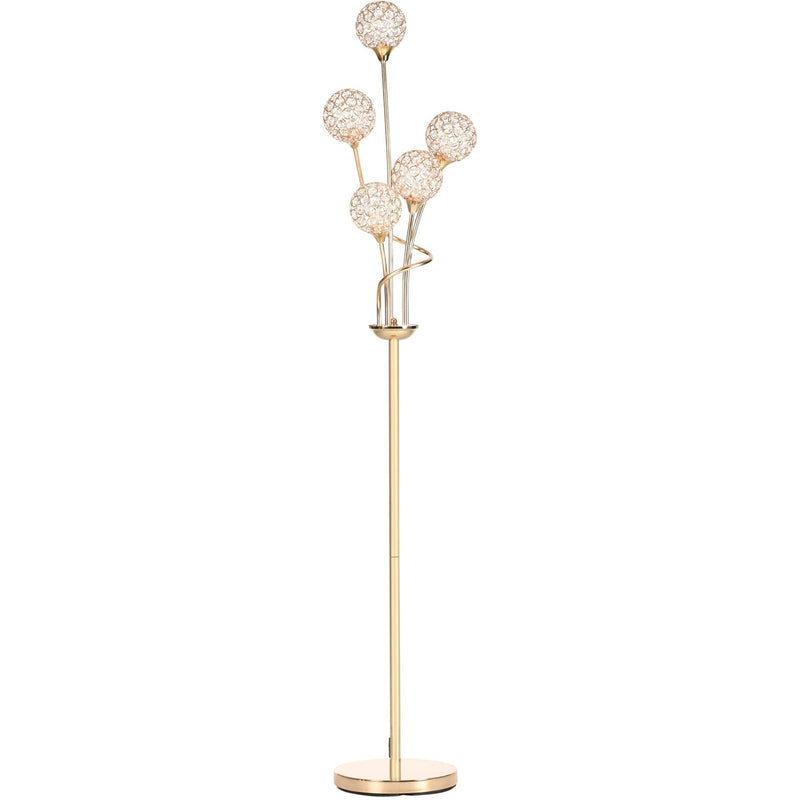 HOMCOM Crystal Floor Lamps for Living Room Bedroom with 5 Light, Modern Upright Standing Lamp, 34x25x156cm, Gold Tone Homcom