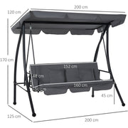 2-in-1 3 Seater Patio Swing Chair Lounger With Cushions Outsunny