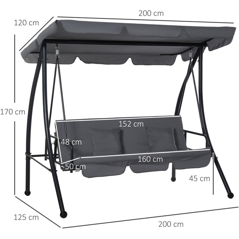 2-in-1 3 Seater Patio Swing Chair Lounger With Cushions Outsunny
