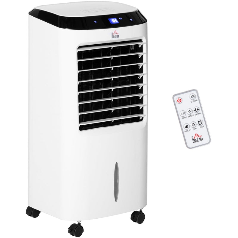 HOMCOM Portable Air Cooler, Evaporative Anion Ice Cooling Fan Water Conditioner Humidifier Unit w/3 Speed, Remote Controller, Timer for Home Bedroom Homcom