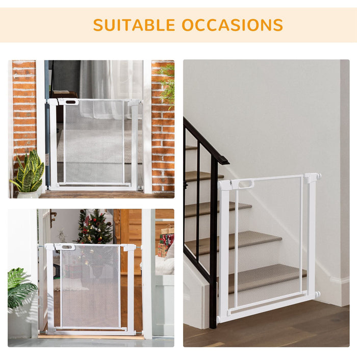 White Dog Gate for Doors & Stairs (75-82cm)