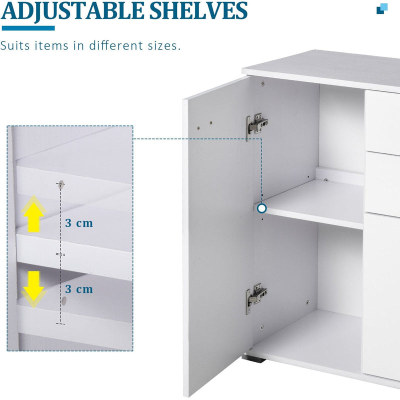 White Gloss Side Cabinet, L71 x W35 x H76cm