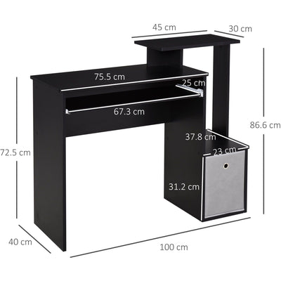 Compact Gaming PC Desk with Keyboard Tray & Drawer Shelf Homcom