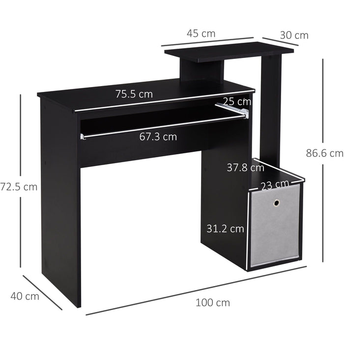 Compact Gaming PC Desk with Keyboard Tray & Drawer Shelf