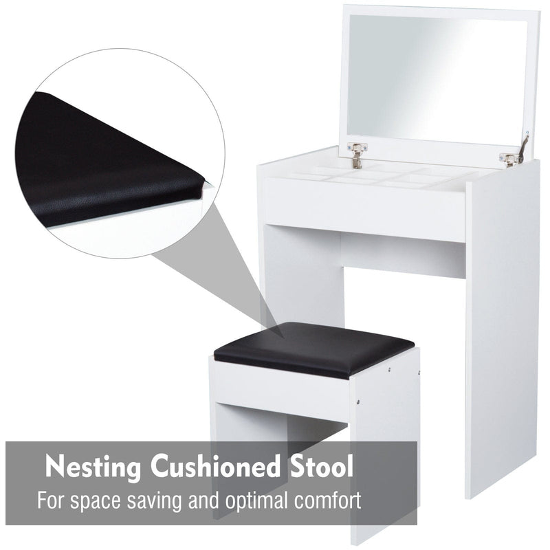 Dressing Table With Flip up Mirror and Stool