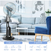 Misting Pedestal Fan, 2.8L Tank, Timer, Remote, Black Homcom