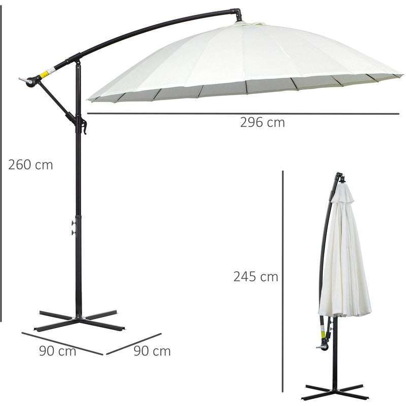 3m Shanghai Cantilever Parasol - Crank Handle, 18 Ribs