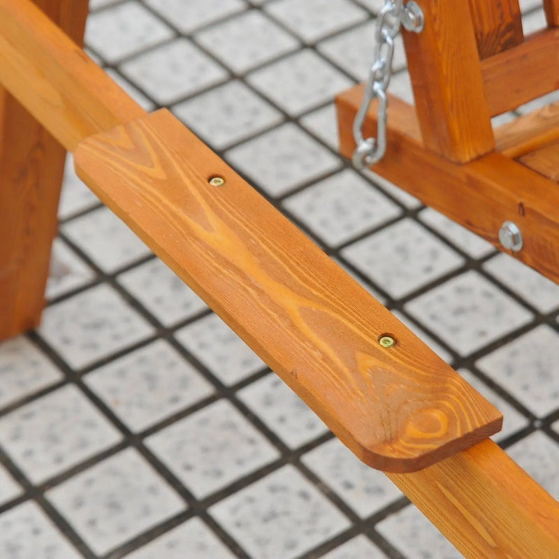3 Seater Wooden Garden Swing Chair Bench, Green Outsunny