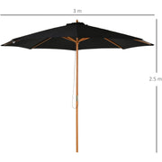 3m Wooden Parasol Outsunny
