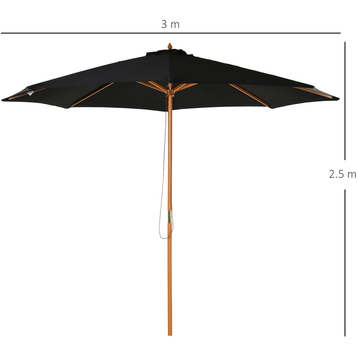 3m Wooden Parasol