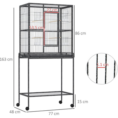 Bird Cage With Detachable Stand, Wheels, 162x81x48cm Pawhut