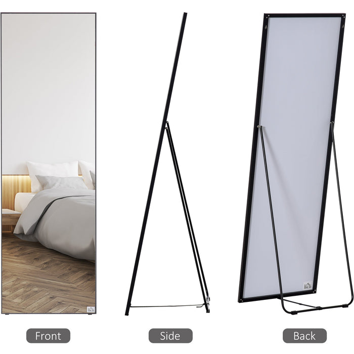 Black Full-Length Mirror: Floor or Wall Mount