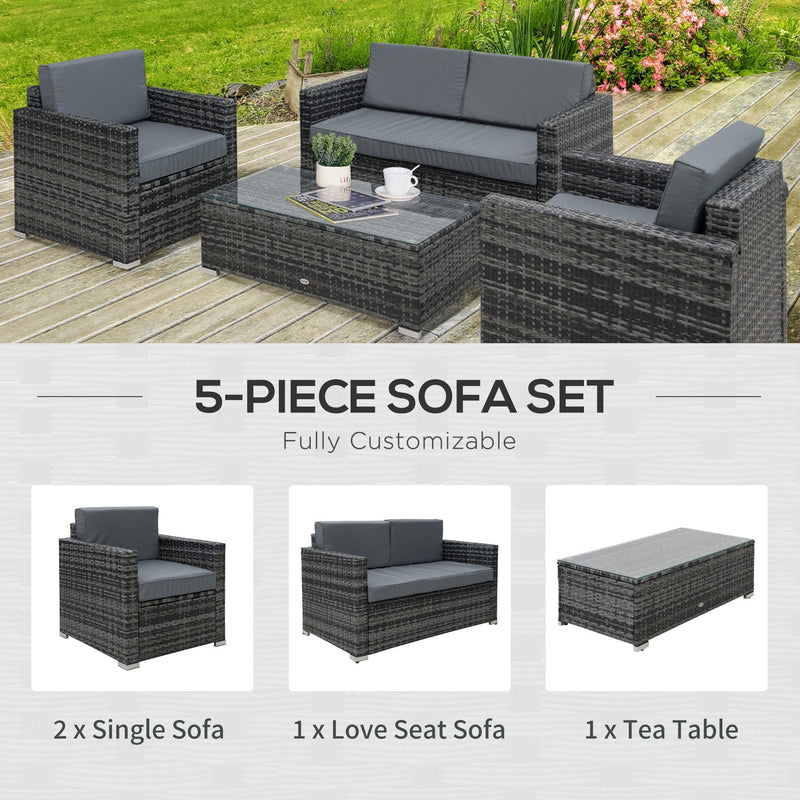 4 Seater Garden Furniture Set, Hand-Woven PE Wicker