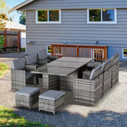 11pc Rattan Garden Furniture Cube Dining Set