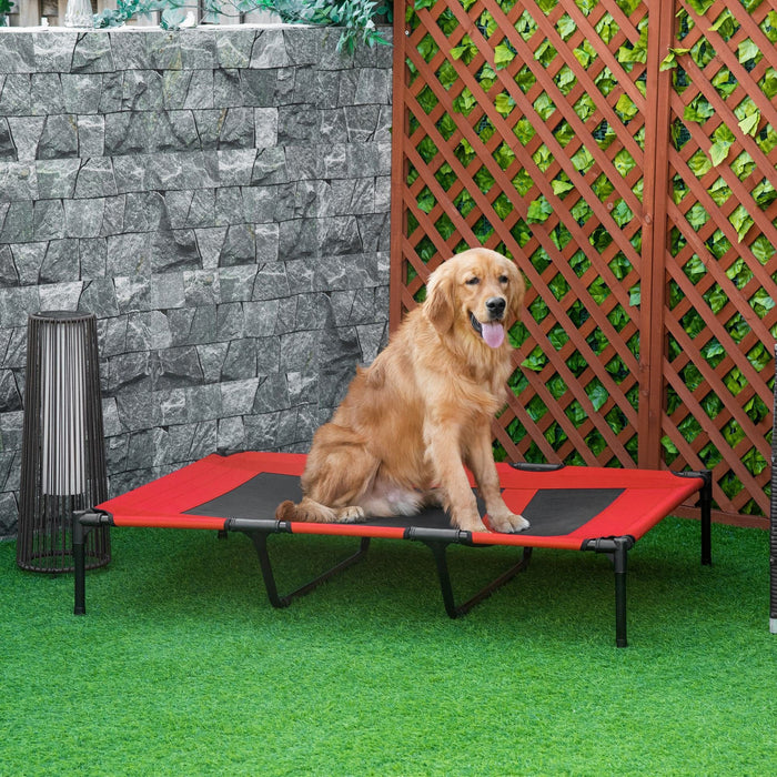 Raised Cooling Pet Bed, Breathable, XL, 122x92x23cm, Red