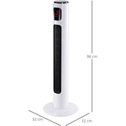 38" Tower Fan with Remote, 3 Speed, 12h Timer, Oscillation Homcom