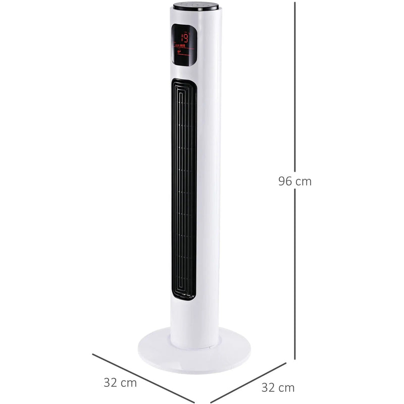 38" Tower Fan with Remote, 3 Speed, 12h Timer, Oscillation Homcom