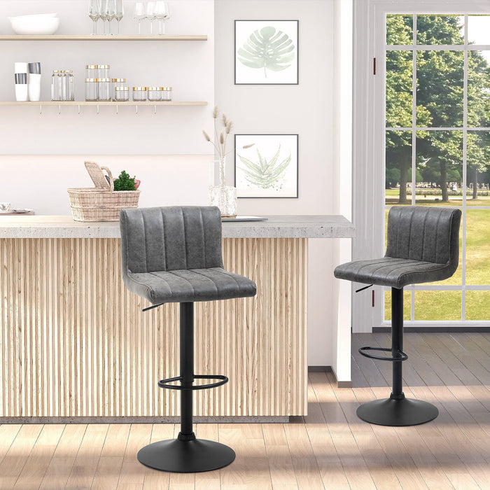 Grey Leather Barstools With Backs Set of 2