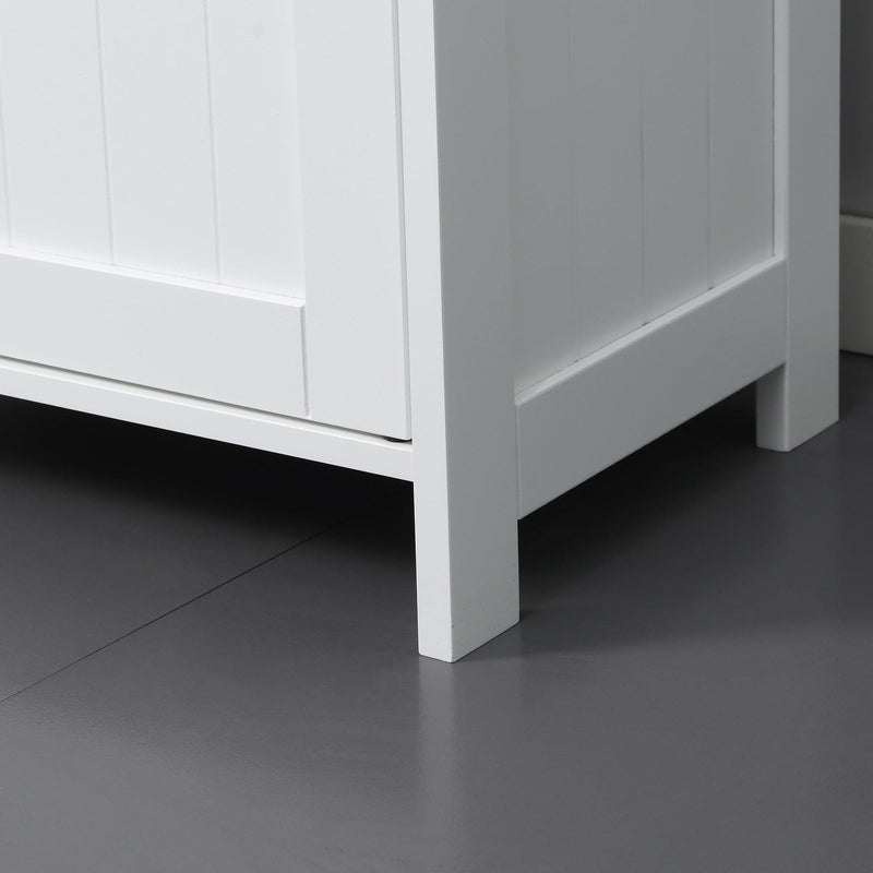 White Pedestal Under Sink Cabinet With Double Doors