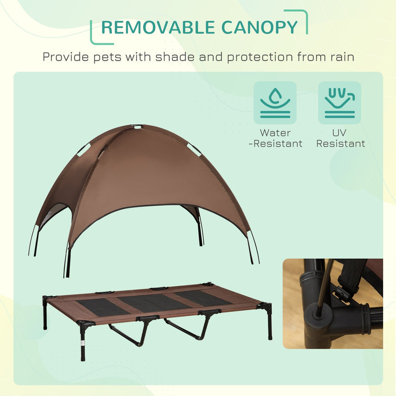 PawHut Elevated XXL Dog Bed with Canopy - Coffee