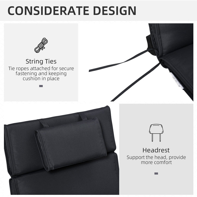 Black Sun Lounger Replacement Cushion