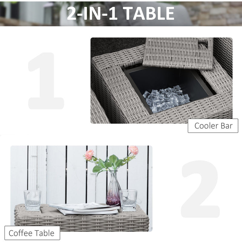 Reclining Rattan Garden Chairs With Drinks Cooler Table