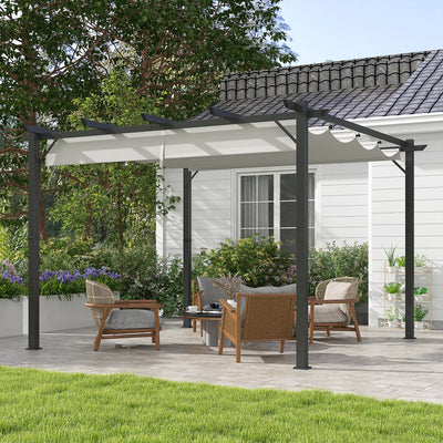 Modern Garden Pergola With Retractable Roof, 3x3m, Grey Outsunny