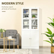Kitchen Display Cabinet With Glass Doors, White Homcom