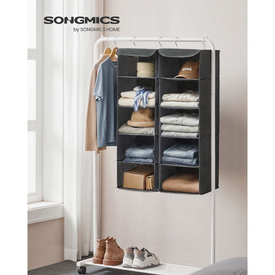 2 Set Hanging Wardrobe Storage Shelves, Grey Songmics