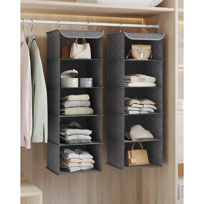 2 Set Hanging Wardrobe Storage Shelves, Grey