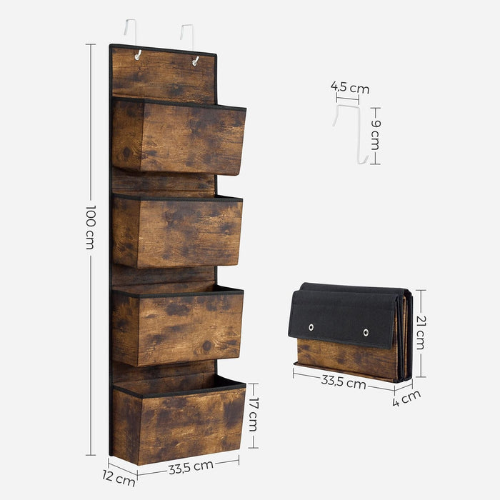 Over The Door Storage Organiser, Rustic Brown