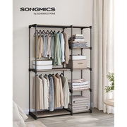 Portable Open Wardrobe Metal Frame, Black Songmics