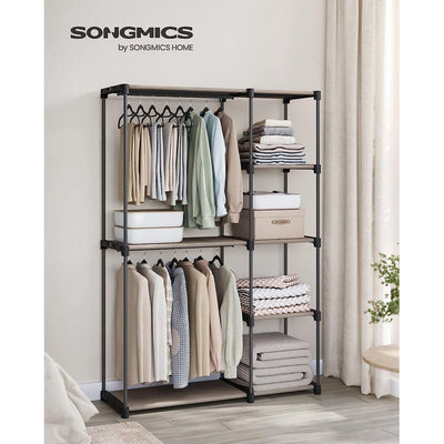 Portable Open Wardrobe Metal Frame, Black Songmics