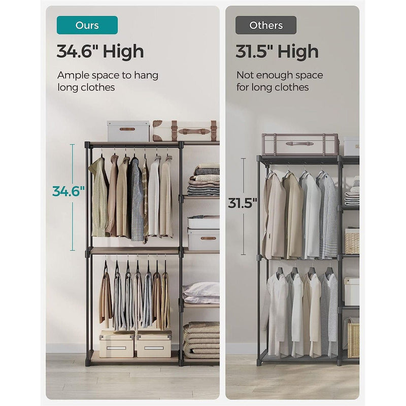 Portable Open Wardrobe Metal Frame, Black Songmics