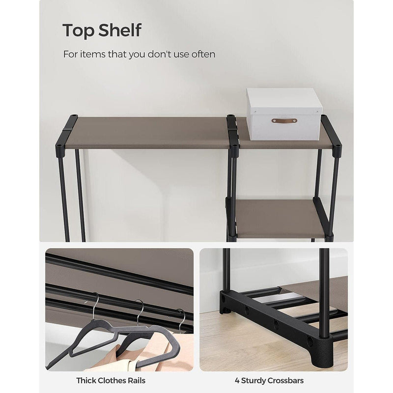 Portable Open Wardrobe Metal Frame, Black Songmics