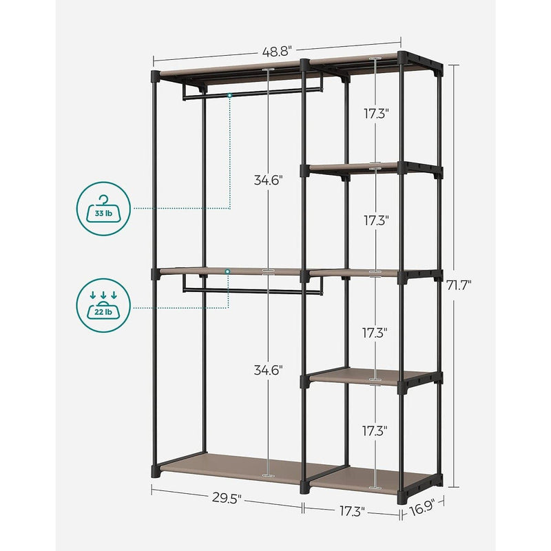 Portable Open Wardrobe Metal Frame, Black Songmics
