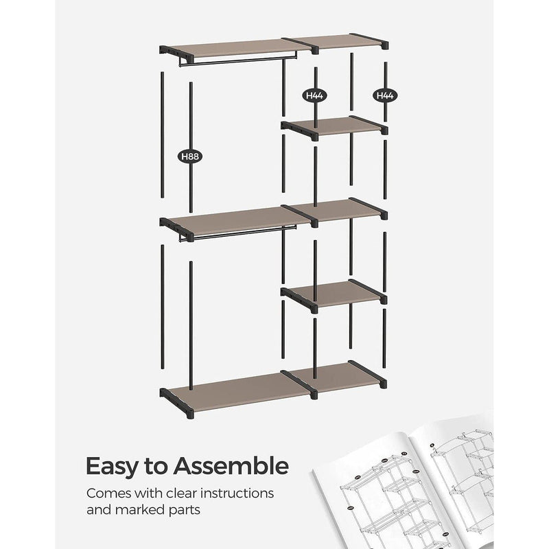 Portable Open Wardrobe Metal Frame, Black Songmics