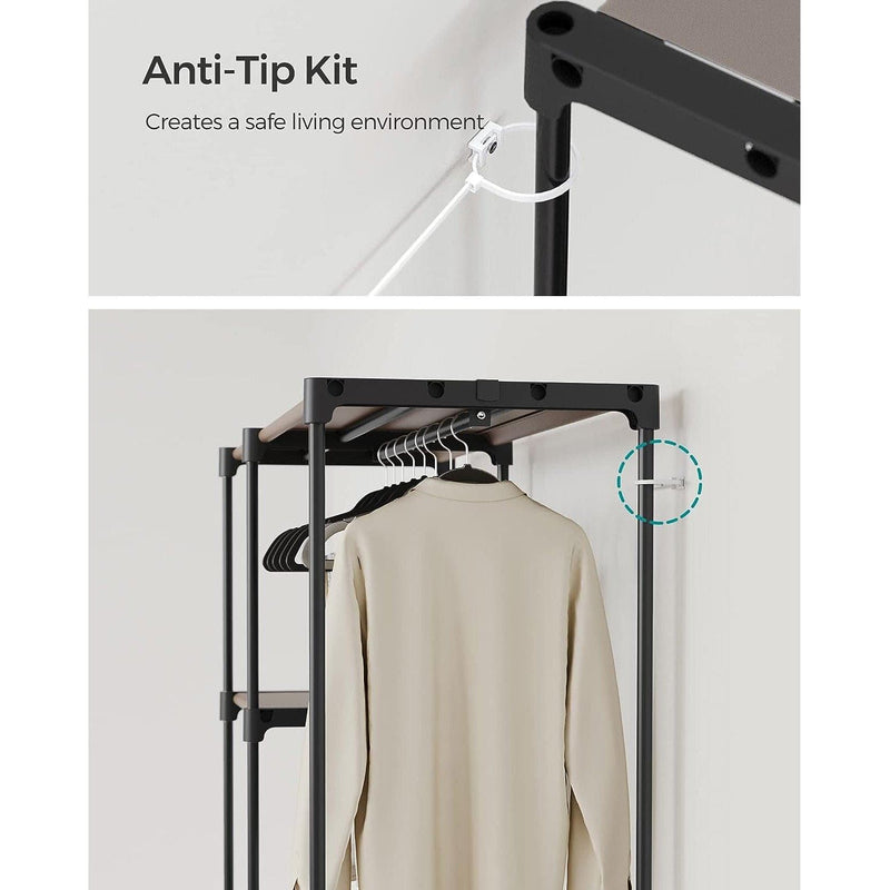 Portable Open Wardrobe Metal Frame, Black Songmics