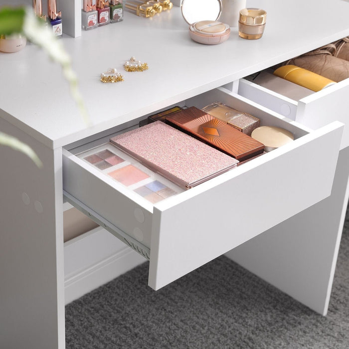 White Dressing Table With Drawers and Mirror by Vasagle