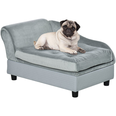 Light Blue Dog Sofa with Storage (76x45x41.5cm) Pawhut