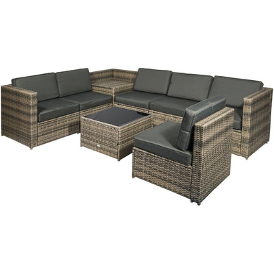 6 Seater Garden Patio Set with Coffee Table Outsunny