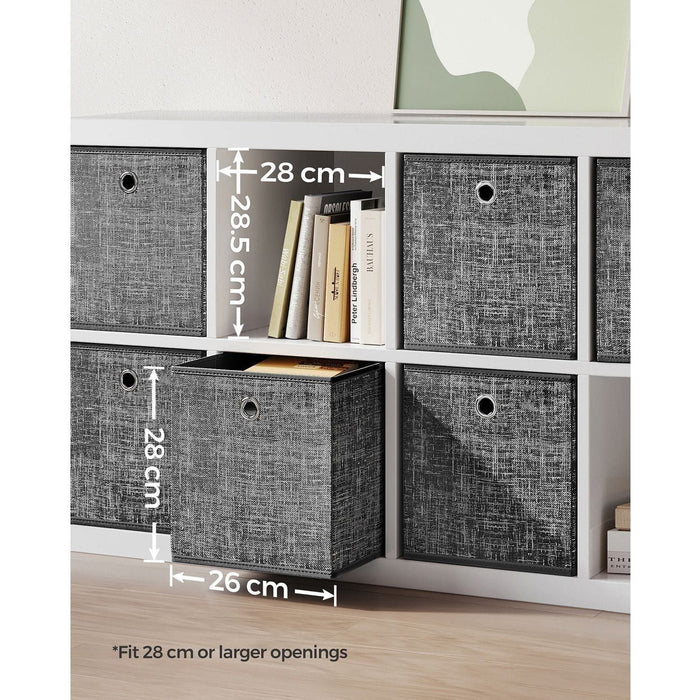 Set of 6 Small Fabric Storage Boxes, Heathered Black