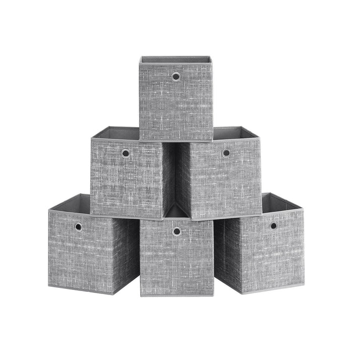 Songmics Fabric Boxes For Cube Storage Set of 6 Grey