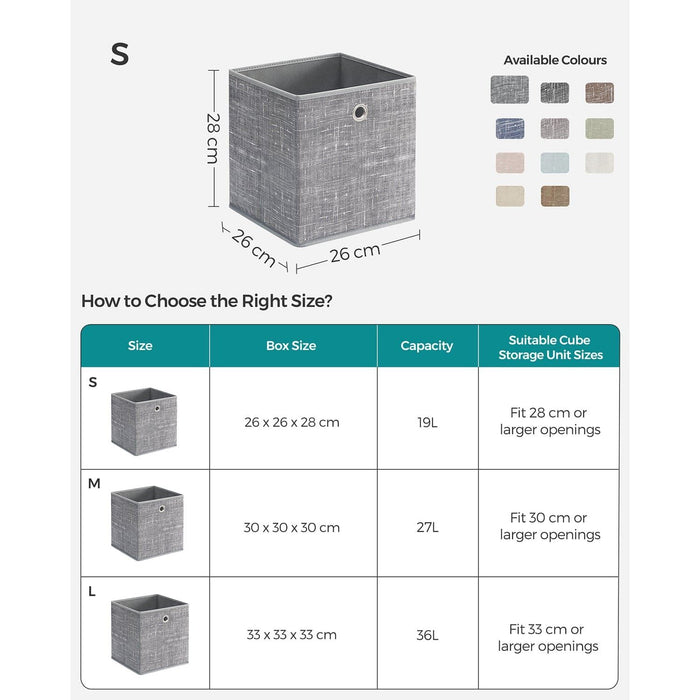 Songmics Fabric Boxes For Cube Storage Set of 6 Grey