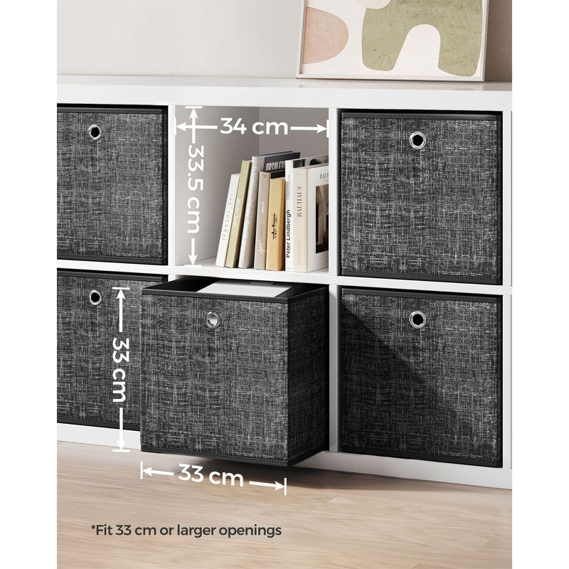 Songmics Fabric Boxes for Cube Storage, Black