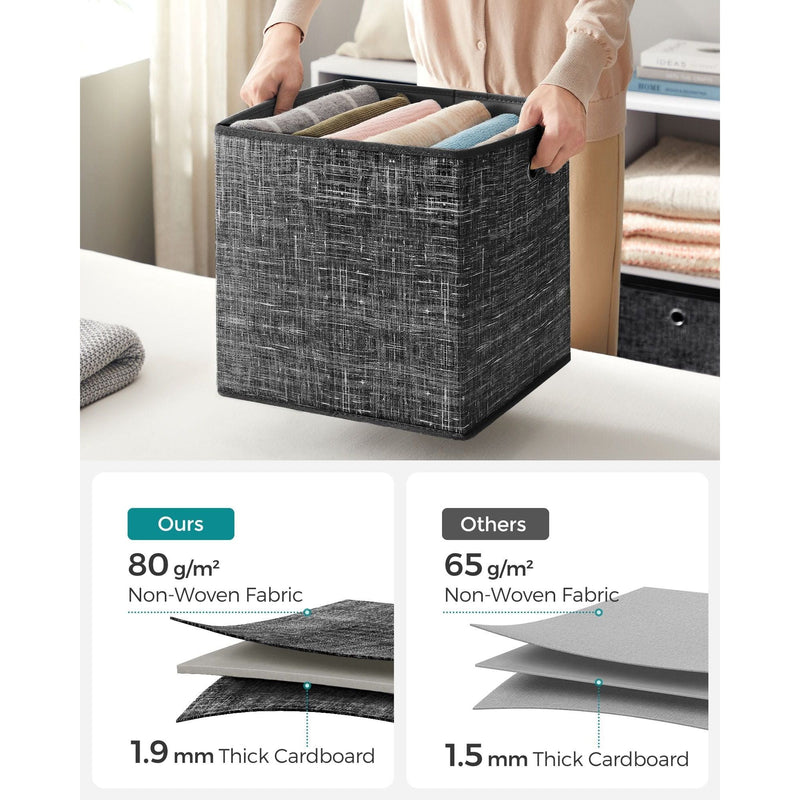 Songmics Fabric Boxes for Cube Storage, Black