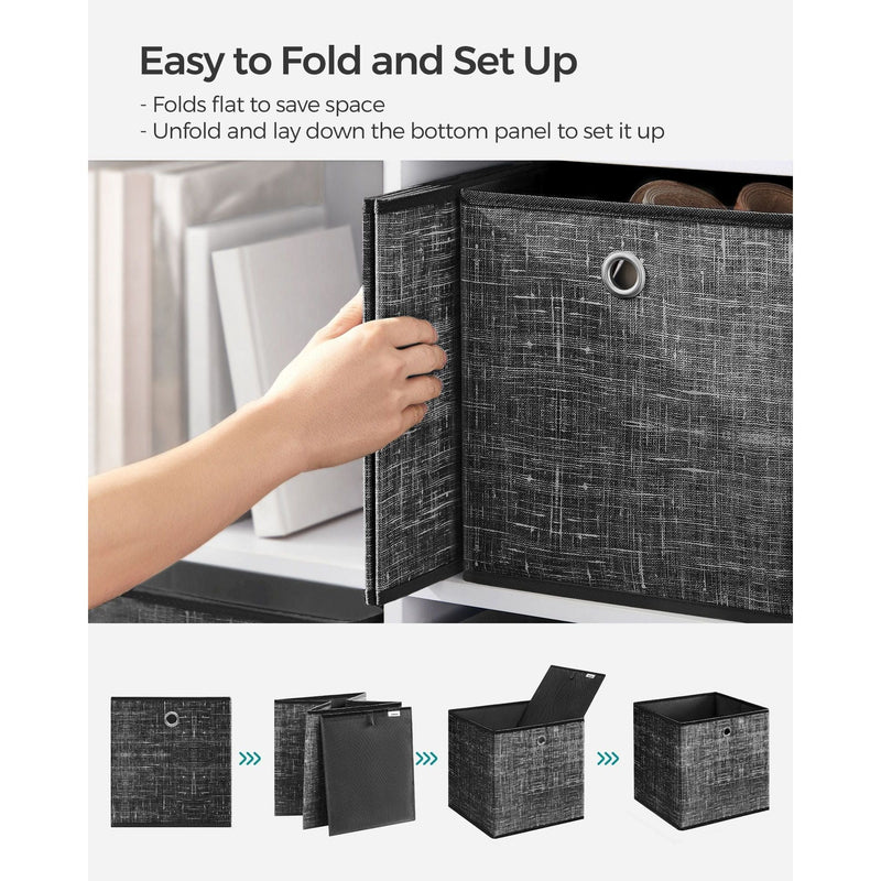 Songmics Fabric Boxes for Cube Storage, Black