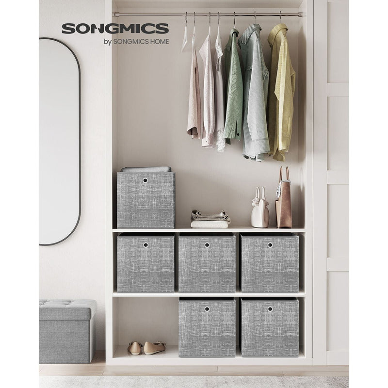 Songmics Fabric Boxes for Cube Storage, Grey